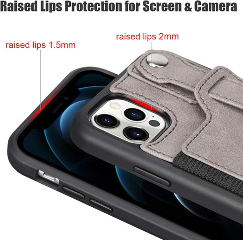 TOOVREN Wallet Case for iPhone 12 Pro Max Lanyard with Kickstand Leather Card Holder Adjustable Neck Strap, Phone Protective Back Cover for iPhone...